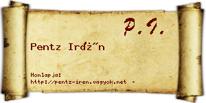 Pentz Irén névjegykártya
